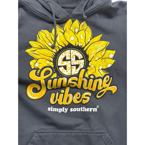 Simply Southern Jackets & Blazers - Simply Southern Women's "Sunshine Vibes" Sunflower Gray Hoodie Sweatshirt - S